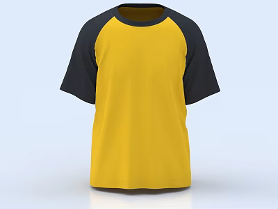 Yellow and Black Short Sleeve T-shirt with Round Neck and Raglan Sleeves Design 3d model