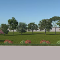 Scenic Park Landscape With Lush Green Lawn Vibrant Trees And Flowering Shrubs Under Blue Sky