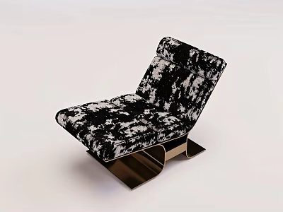 Modern Leisure Chair With Black White Patterned Fabric And Metal Frame 3d model