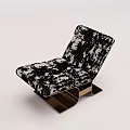 Modern Leisure Chair With Black White Patterned Fabric And Metal Frame