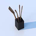 Wooden Kitchen Utensils Placed In Black Square Container For Home Kitchen Use 3d model