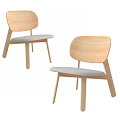Modern Minimalist Single Chair With Light Gray Cushion And Natural Wooden Frame Design