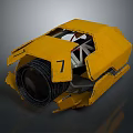 Yellow Computer Hardware Component Featuring Circular Fan And Number 7 Mechanical Design