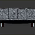 Gray Multi-Seat Sofa With Plaid Back And Seat Cushions On Metal Legs