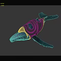 Creative Blue Whale Aquatic Animal Model with Decorative Patterns and Shiny Surface Design 3d model