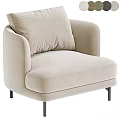 Beige Modern Leisure Chair With Plush Back Cushion And Black Metal Legs