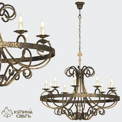 Elegant Vintage Metal Chandelier With Decorative Frame And Candle Shaped Bulbs 3d model