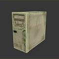 Vintage Desktop Computer Case With Worn Surface And Front Panel Buttons