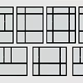 Modern Casement Windows With Black Frames Various Sizes And Grid Design Patterns 3d model