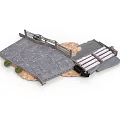 Detailed Model Bridge Scene With Stone Path Fence Sand And Small Plants