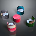 Colorful Modern Table And Chair Set With Red Blue Black Green Seats And Creative Design