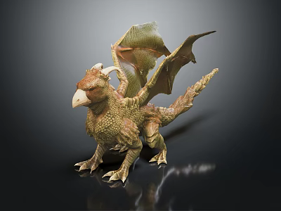 Detailed 3D Model Of Mythical Flying Dragon With Scaly Body And Large Wings 3d model