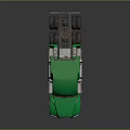 Green Semi Truck Cab With Shiny Exterior And Reflective Surface Design