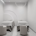 Minimalist SPA Room With Two Beds And Stools 3d model