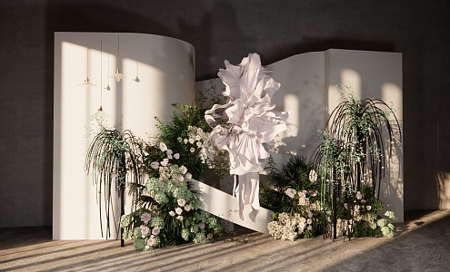 692KB Korean Simple Paper Art Flower Photo Area Wedding 3d model