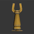 Yellow Industrial Mechanical Equipment With Fork Shaped Top And Cylindrical Base