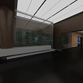 Modern Minimalist Reception Lobby With Exquisite Bonsai Display And Premium Dark Floor Interior Design
