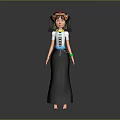 Ethnic Character With Colorful Headdress White Top Black Long Skirt And Green Bracelet