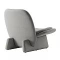 Modern Grey Upholstered Single Chair With Curved Back And Unique Leg Design