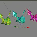 Colorful Dragon Characters With Various Colors Arranged In Rows As 3d model