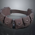Brown Multifunctional Utility Belt With Multiple Pockets For Daily Essentials 3d model