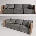 modern three-seat sofa double sofa 3d model