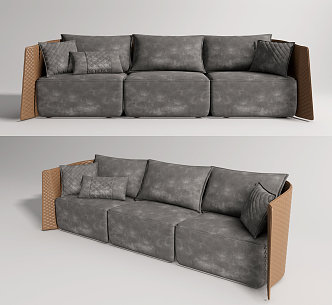 modern three-seat sofa double sofa 3d model