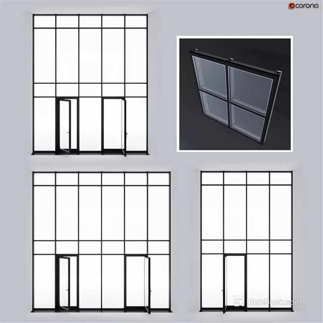 Modern Casement Windows With Slim Frame Design And Clear Glass Panels 3d model 