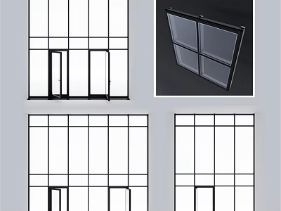 Modern Casement Windows With Slim Frame Design And Clear Glass Panels 3d model