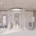 Elegant Bridal Shop Interior With Displayed Wedding Dresses And Soft Lighting Decor