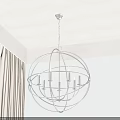 Modern Spherical Metal Chandelier With Candle Style Lights On Gray Ceiling