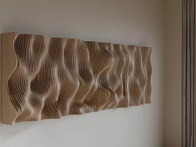 Modern Wooden Background Wall With Wavy Texture For Home Interior Design 3d model