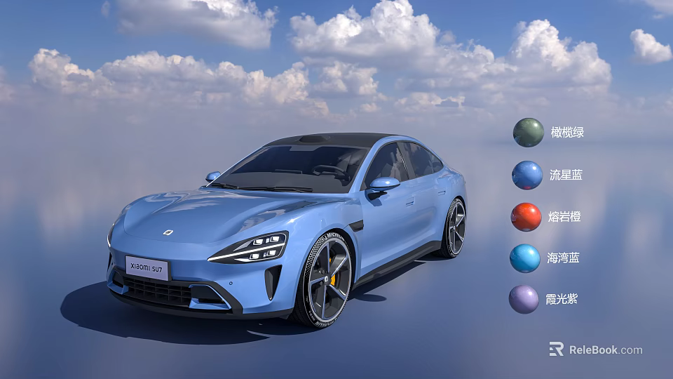 Stylish Coupe Car With Polar Blue Agate Red Deep Sea Blue Moonlight Grey Color Options 3d model 