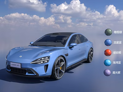Stylish Coupe Car With Polar Blue Agate Red Deep Sea Blue Moonlight Grey Color Options 3d model