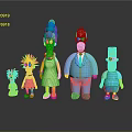 Simpsons Family Characters Standing Together With Different Colorful Outfits As Collectible Figures