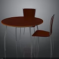 Modern Red Round Table With Two Red Chairs And Metal Legs Furniture Set