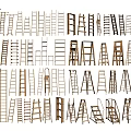 Various Types of Hardware Ladders Including Step Folding and Extension Designs