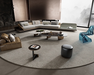 Modern Minotti Sofa Coffee Table Combination 3d model