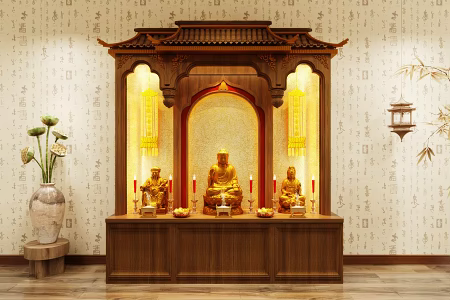 shrine offering table incense burner table candle holder 3d model