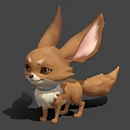Cute Cartoon Fennec Fox Character With Big Ears Brown Fur And Blue Collar