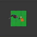 Two Minecraft Style Characters Standing on Green Block Platform Holding Sword 3d model