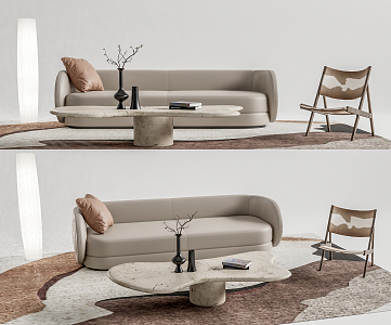 Quiet Sofa Tea Table Combination Sofa Coffee Table 3d model