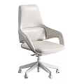Modern Brown Leather Office Chair With Ergonomic Design Metal Base And Swivel Wheels