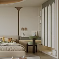 Cozy Kids Room Interior With Bed Stuffed Toys Bookshelf And Green Armchair