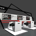 Interactive Zone Setup With Display Screens And Game Steering Wheel Booths 3d model