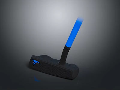 Modern Black Golf Putter With Blue Grip And Brand Logo Design 3d model