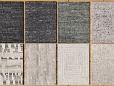 Assorted Square Rugs With Various Colors Textures And Modern Patterns 3d model