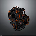 Sci-Fi Mechanical Device Featuring Black Red Circular Structure And Components