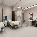 Modern Hospital Ward Interior With Two Beds Medical Equipment Desk Chairs And Decorative Art
