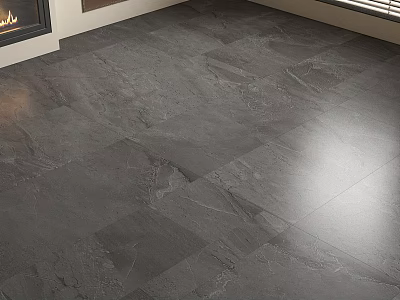 Elegant Gray Tile Floor With Natural Texture For Modern Home Interior 3d model